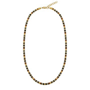 Stone Bead Necklace with Steel and Gold Vermeil accents