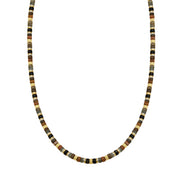 Stone Bead Necklace with Steel and Gold Vermeil accents