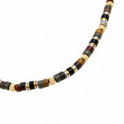 Stone Bead Necklace with Steel and Gold Vermeil accents