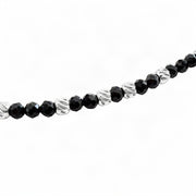 Black Agate Bead Necklace with Steel Accent