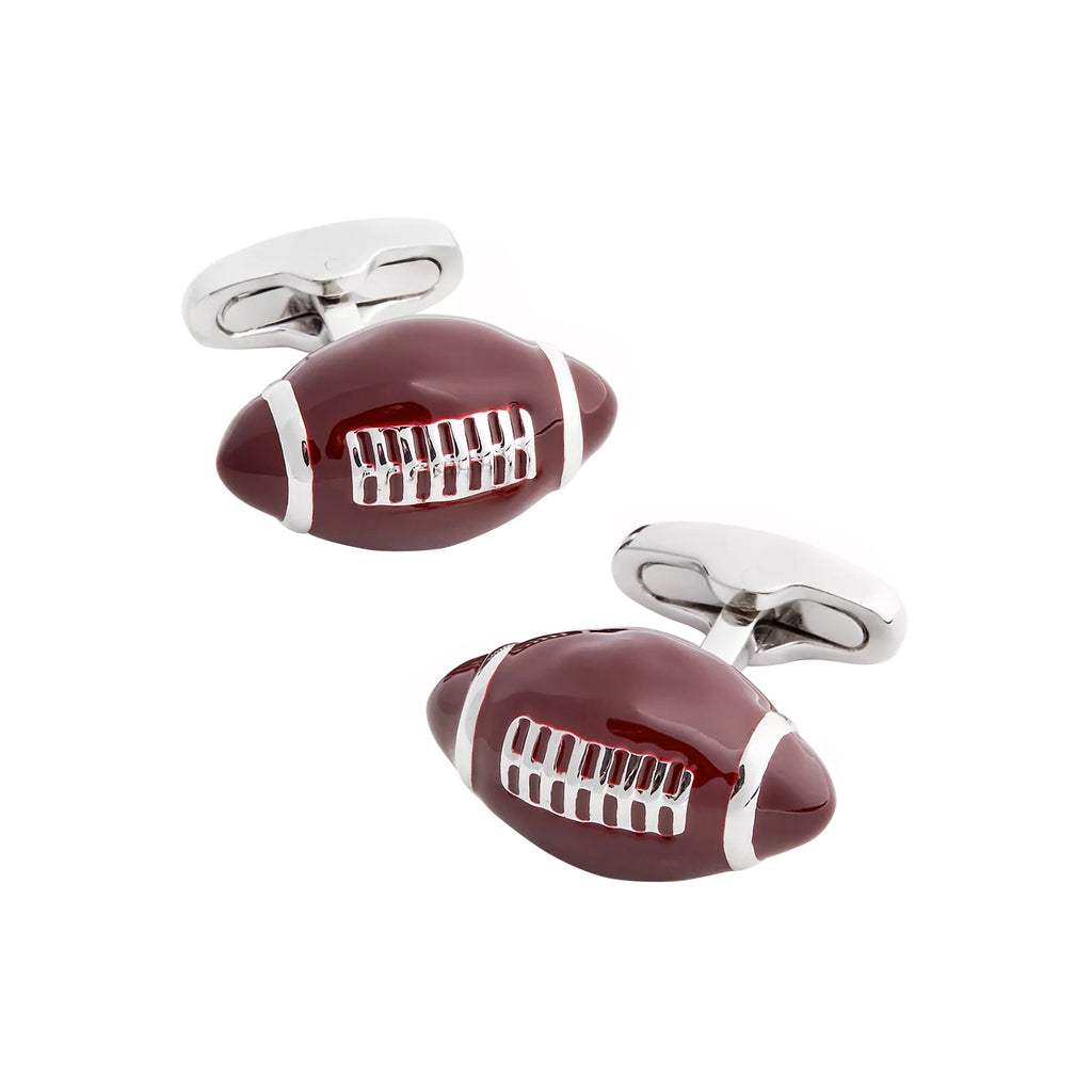 Football Cufflinks with Hand Painted Enamel