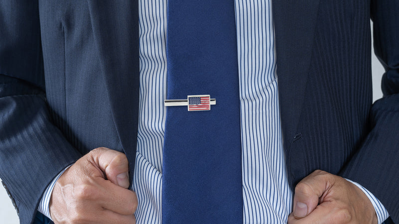 American Flag Mother of Pearl Tie Bar