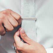 Silver Tone Tie Bar with Triangle Pattern