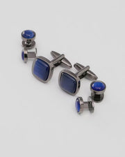 Blue Fiber Optic Cufflinks and Stud Set