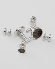 Carbon Round Stud & Cufflinks Set