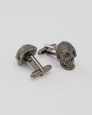 Granulated Gunmetal Skull Cufflinks