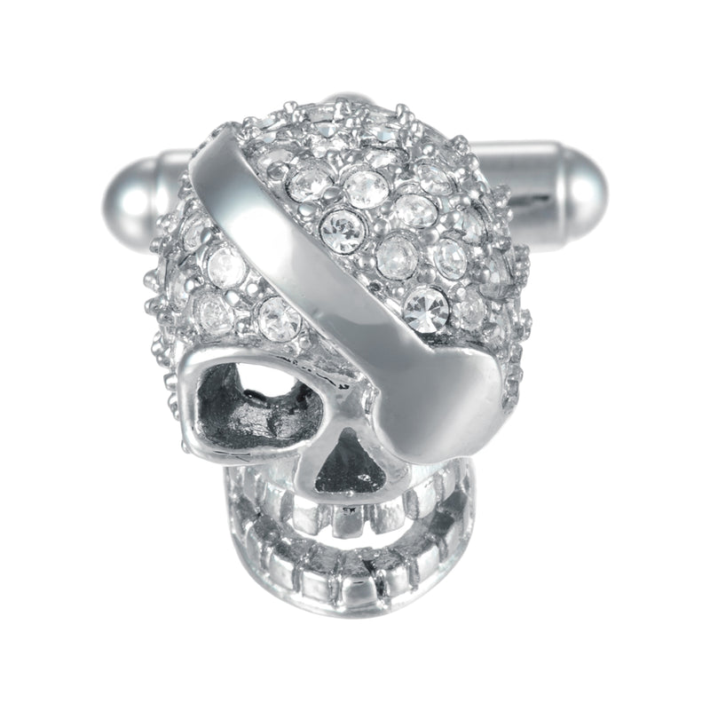 Eye Patch Skull Cufflinks with Crystal Accents