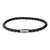 Men's Leather Cord Bracelet with Magnetic Closure (Black)