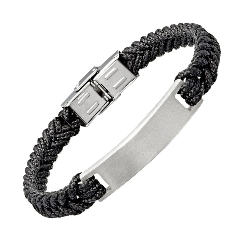 Braided ID Bracelet with Brushed Steel Detail
