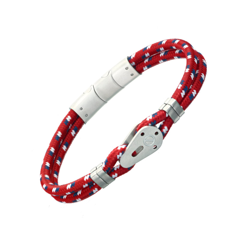 Sailing Pulley Nylon Cord Bracelet with Brushed Stainless Steel Detail