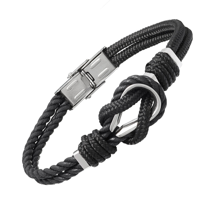 Braided Knot Bracelet with Stainless Steel Detail