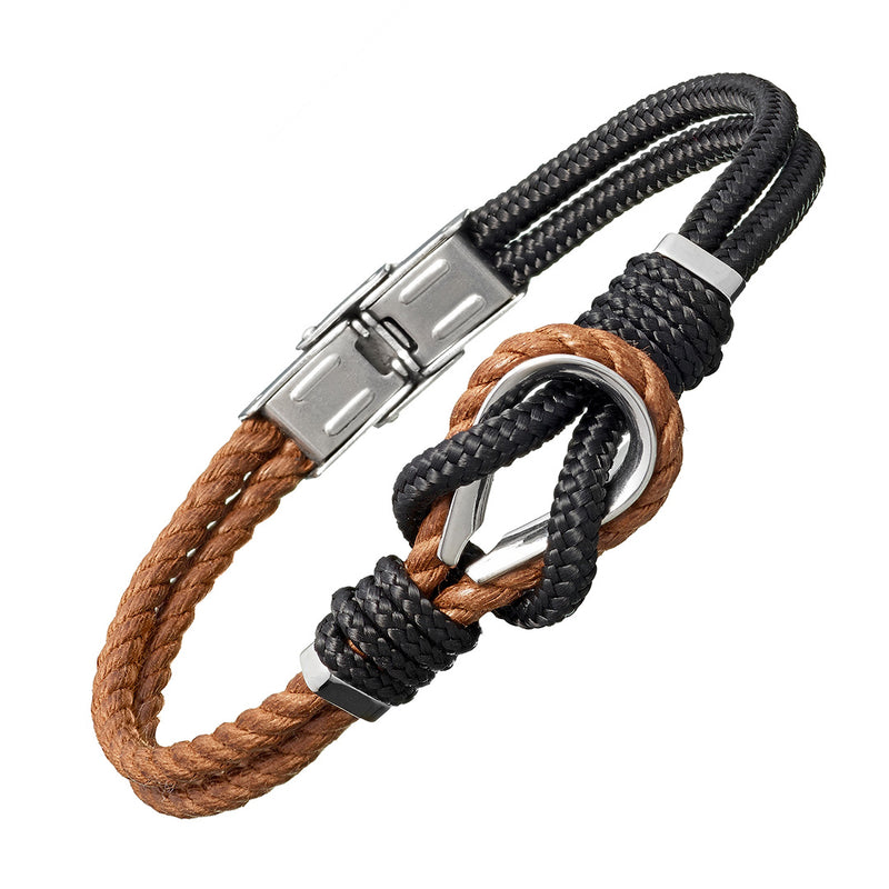 Braided Knot Bracelet with Stainless Steel Detail