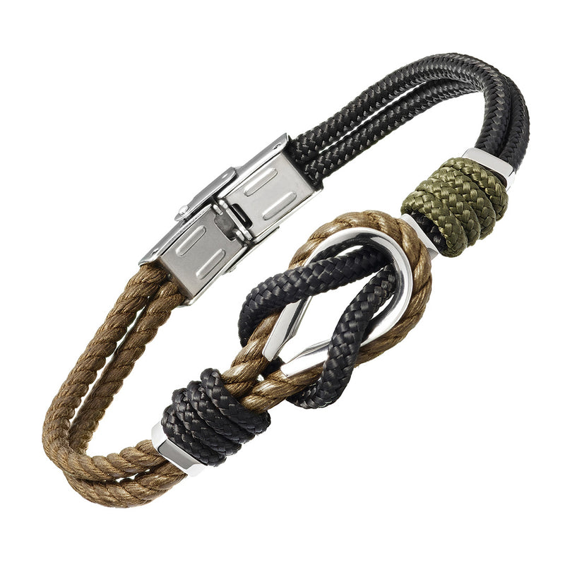 Braided Knot Bracelet with Stainless Steel Detail