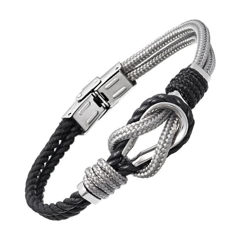 Braided Knot Bracelet with Stainless Steel Detail