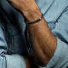 Braided Leather Bracelet with Stainless Steel Detail