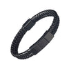 Braided Leather Bracelet with Stainless Steel Anchor Detail