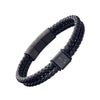 Braided Leather Bracelet with Stainless Steel Anchor Detail