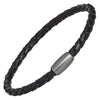 Men's Leather Cord Bracelet with Magnetic Closure (Black)