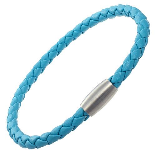 Men's Leather Cord Bracelet with Magnetic Closure (Turquoise)