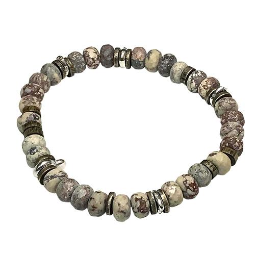 Matte Rhodonite Power Gemstone Bead Elastic Bracelet