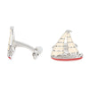 Red Painted Enamel Sailboat Cufflinks