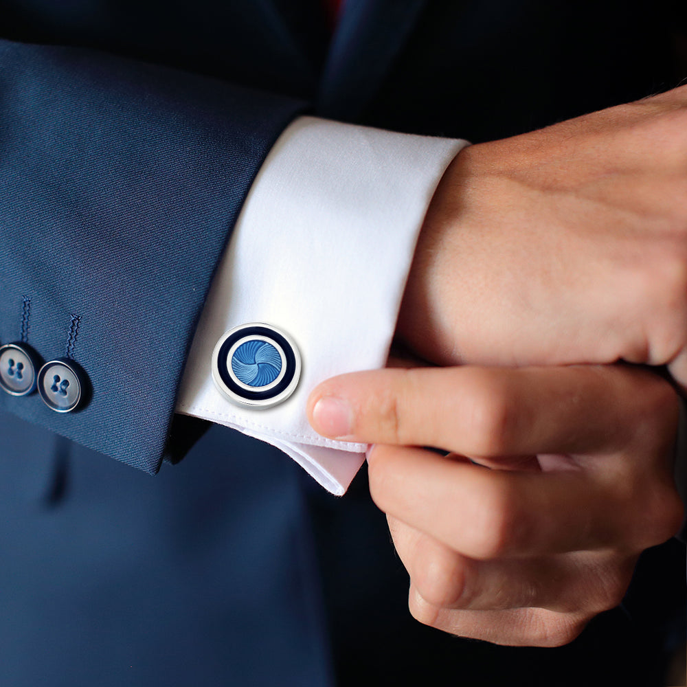 Sunburst Blue Enamel Cufflinks