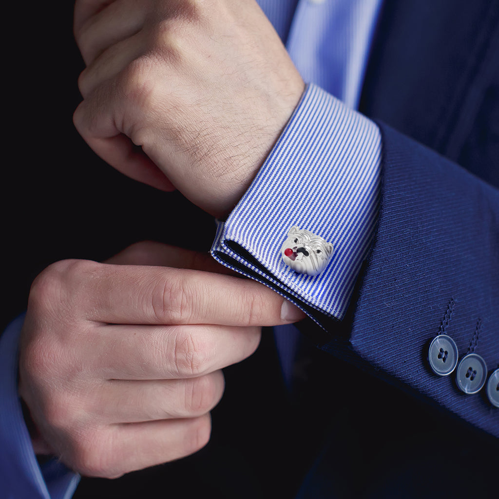 Bulldog with Cigar Cufflinks