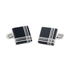 Black Onyx Square Cufflinks with Plaid Metal Inlay