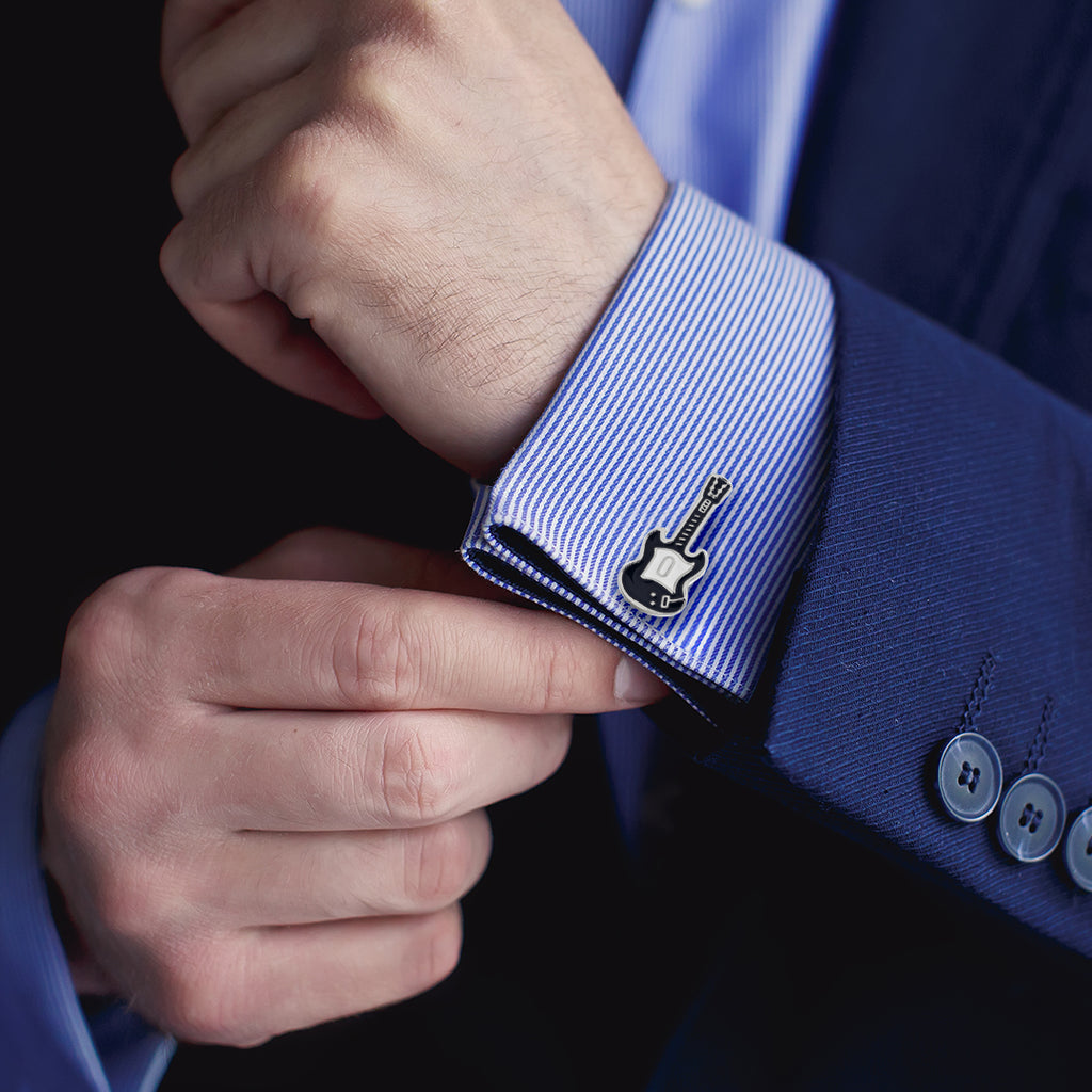 Black Enamel Guitar Cufflinks