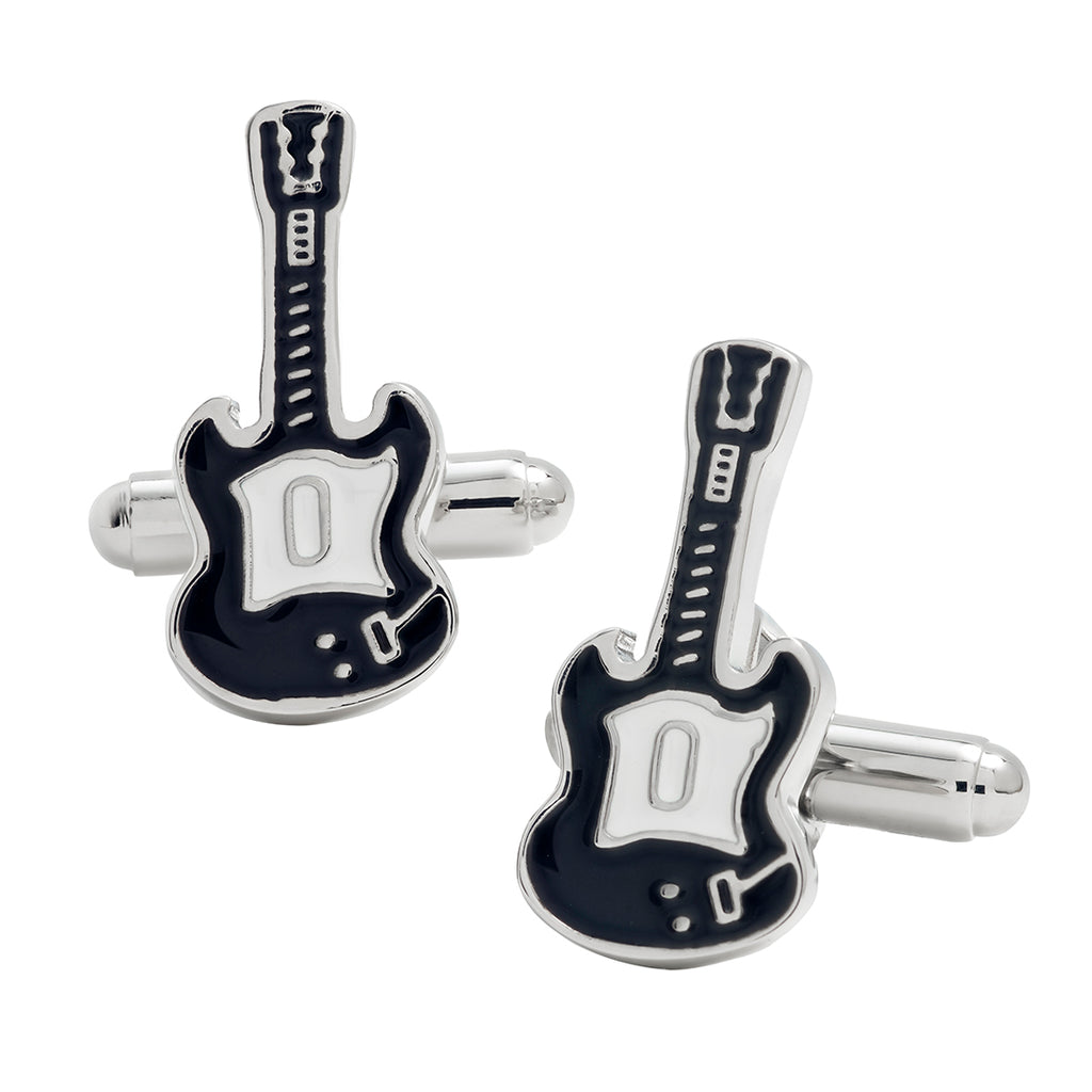 Black Enamel Guitar Cufflinks