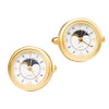 Gold Tone Sun and Moon Working Watch Cufflinks