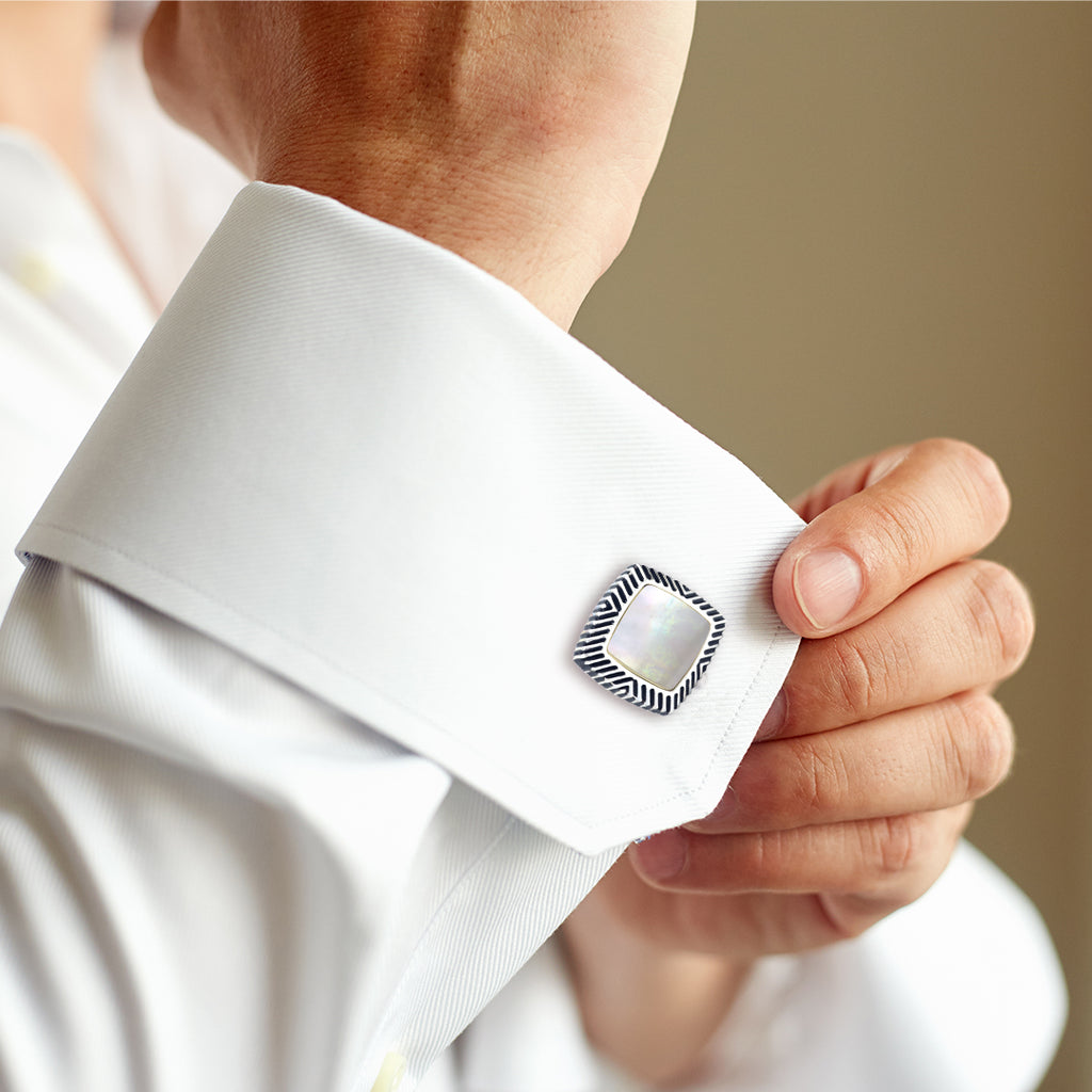 Soft Square Gemstone Inlay Cufflinks