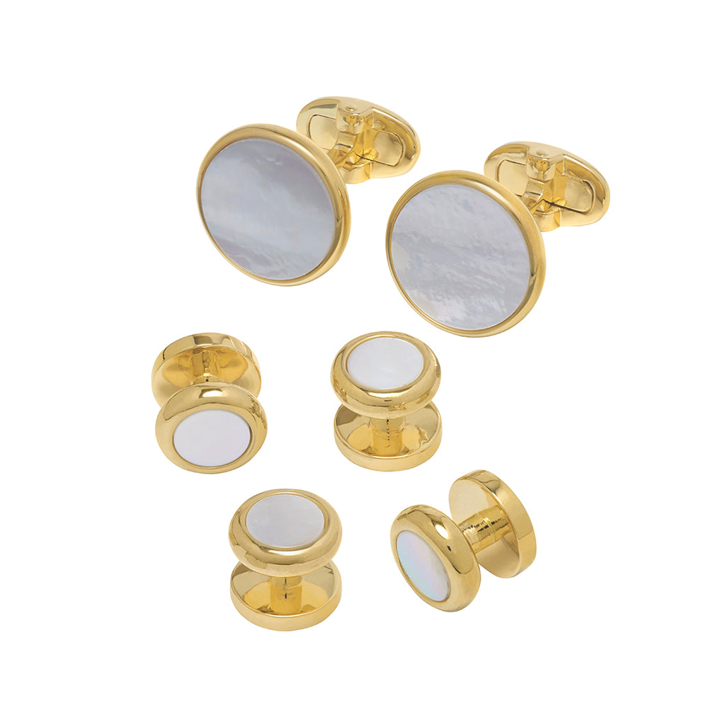 Classic Round Gemstone Cufflinks and Tuxedo Studs