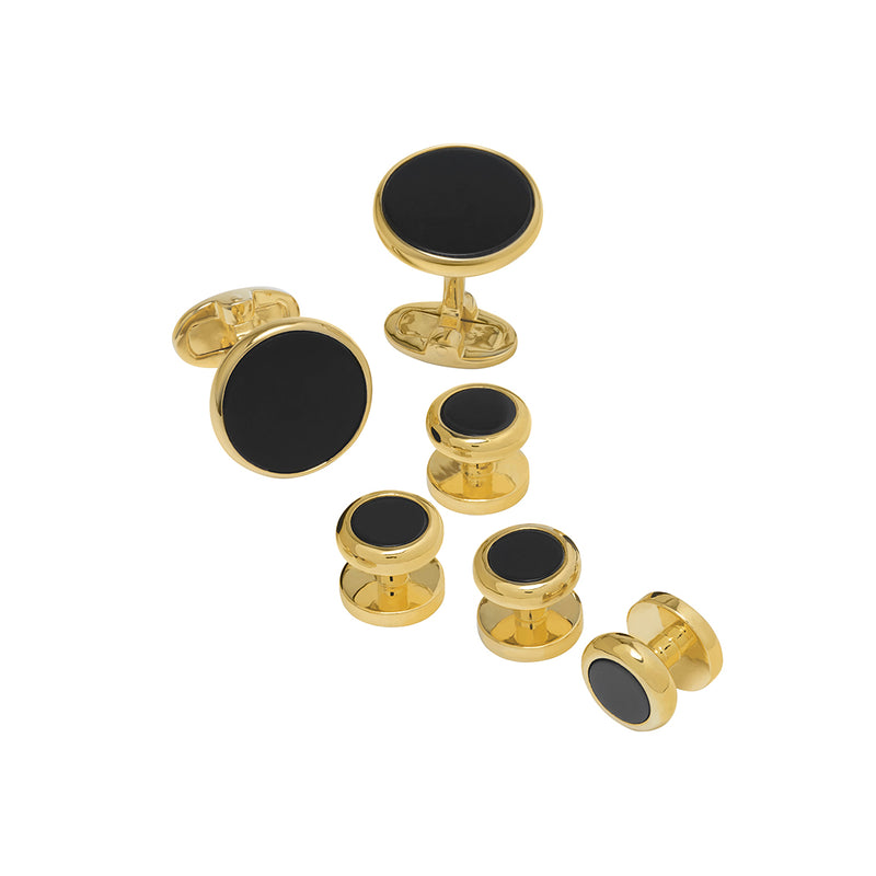 Classic Round Gemstone Cufflinks and Tuxedo Studs