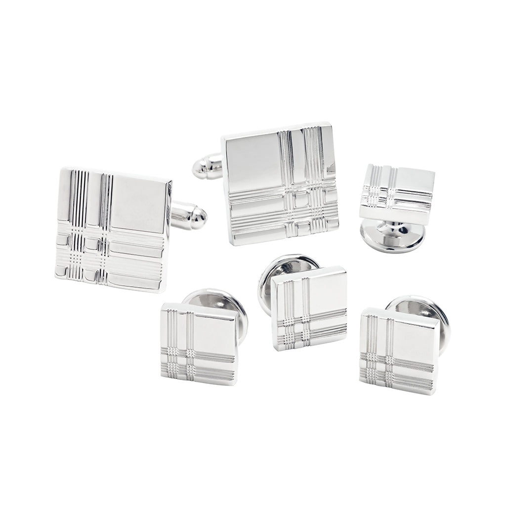 Tartan Plaid Cufflinks and Tuxedo Studs Set