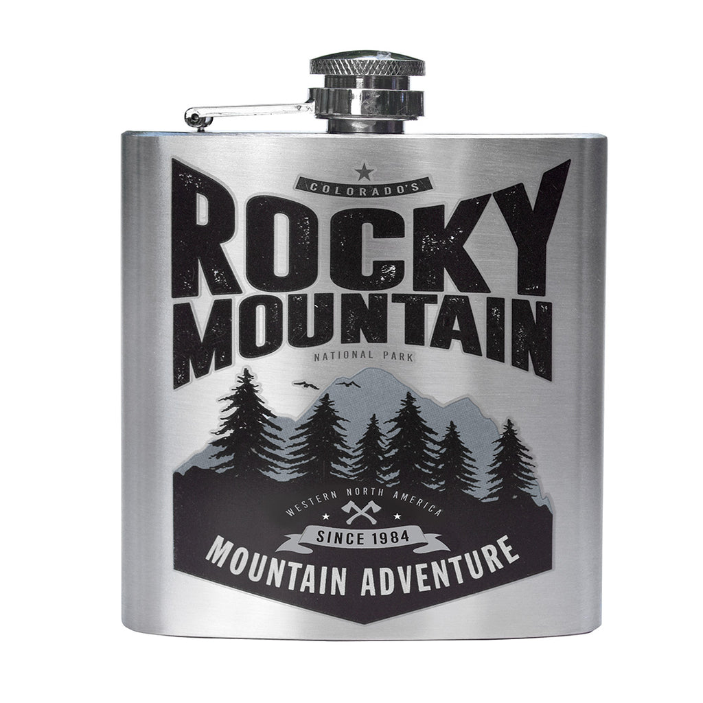 Rocky Mountain Printed Stainless Steel Flask