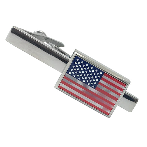 American Flag Mother of Pearl Tie Bar