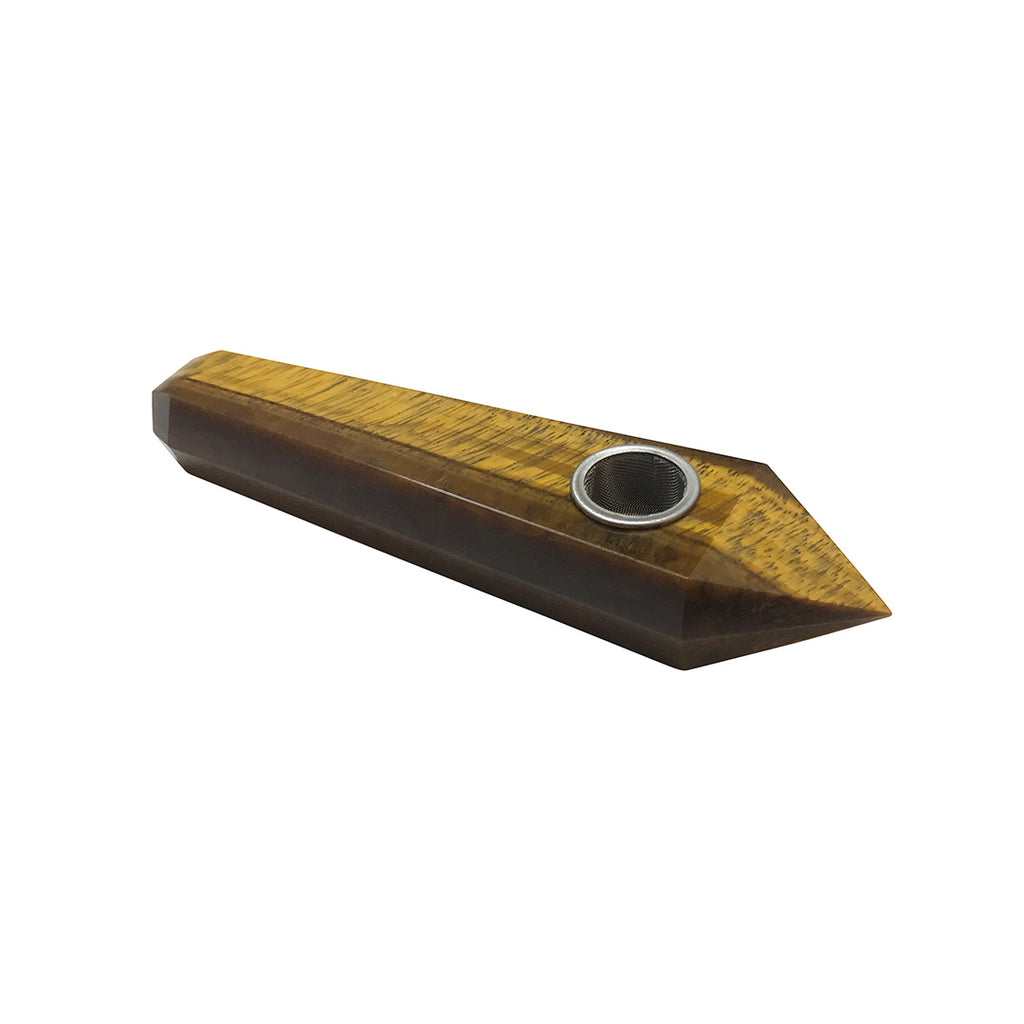 Tigers Eye Angular Gemstone Pipe - The Power Stone