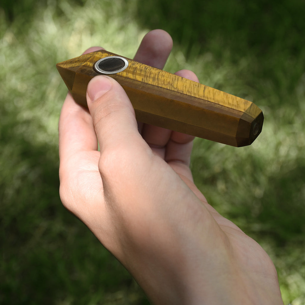 Tigers Eye Angular Gemstone Pipe - The Power Stone