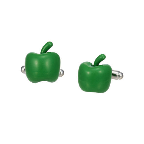 Brilliantly Colored Apple Cufflinks in Dark Green by LINK UP