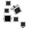Black Square Cufflinks and Tuxedo Studs in Epoxy and Silver-Tone by LINK UP