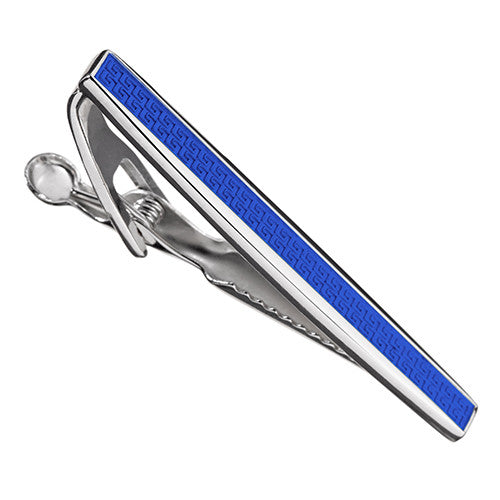Greek Key Tie Bar in Blue Enamel by LINK UP