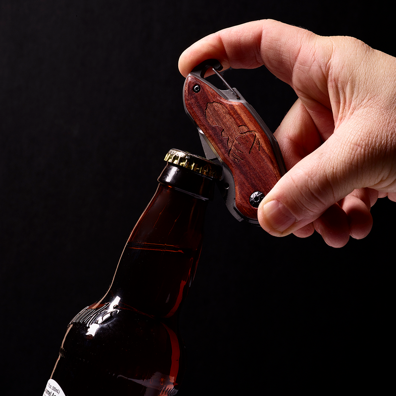 Folding Pocket Knife with Etched Elk Wood Handle