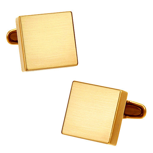 Matte Metallic Square Cufflinks in Gold Tone by LINK UP
