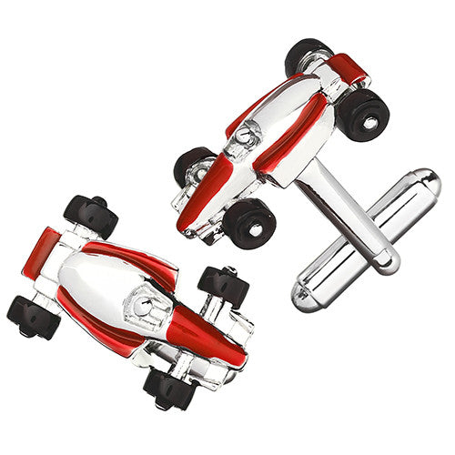 Formula One Racecar Cufflinks in Red by LINK UP