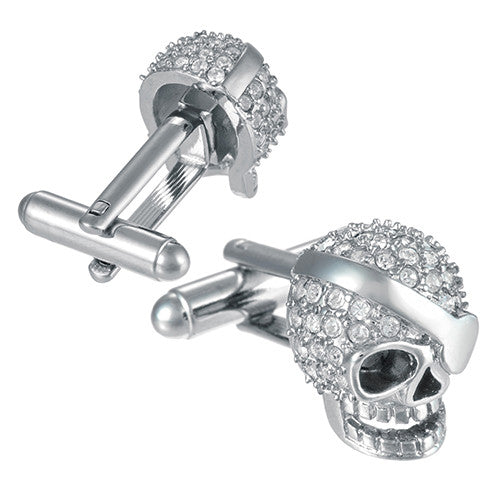 Eye Patch Skull Cufflinks with Crystal Accents  by LINK UP
