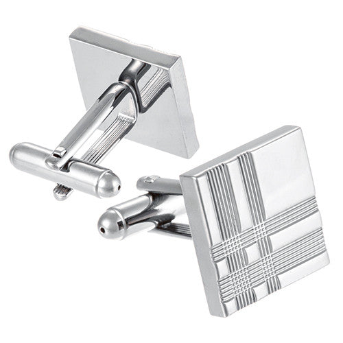 Coxeer Men's Fashion Plaid Cufflinks